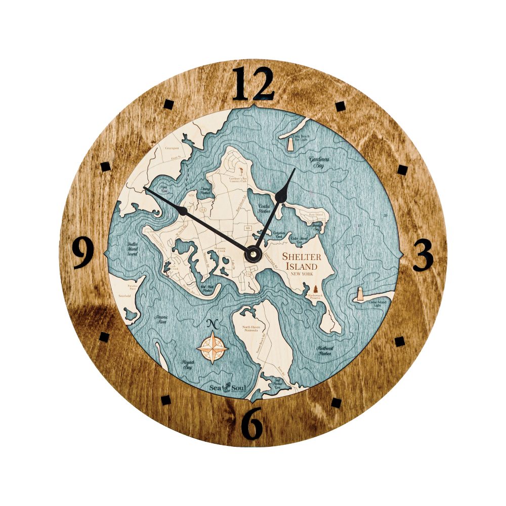 Shelter Island Nautical Clock Americana Accent with Blue Green Water