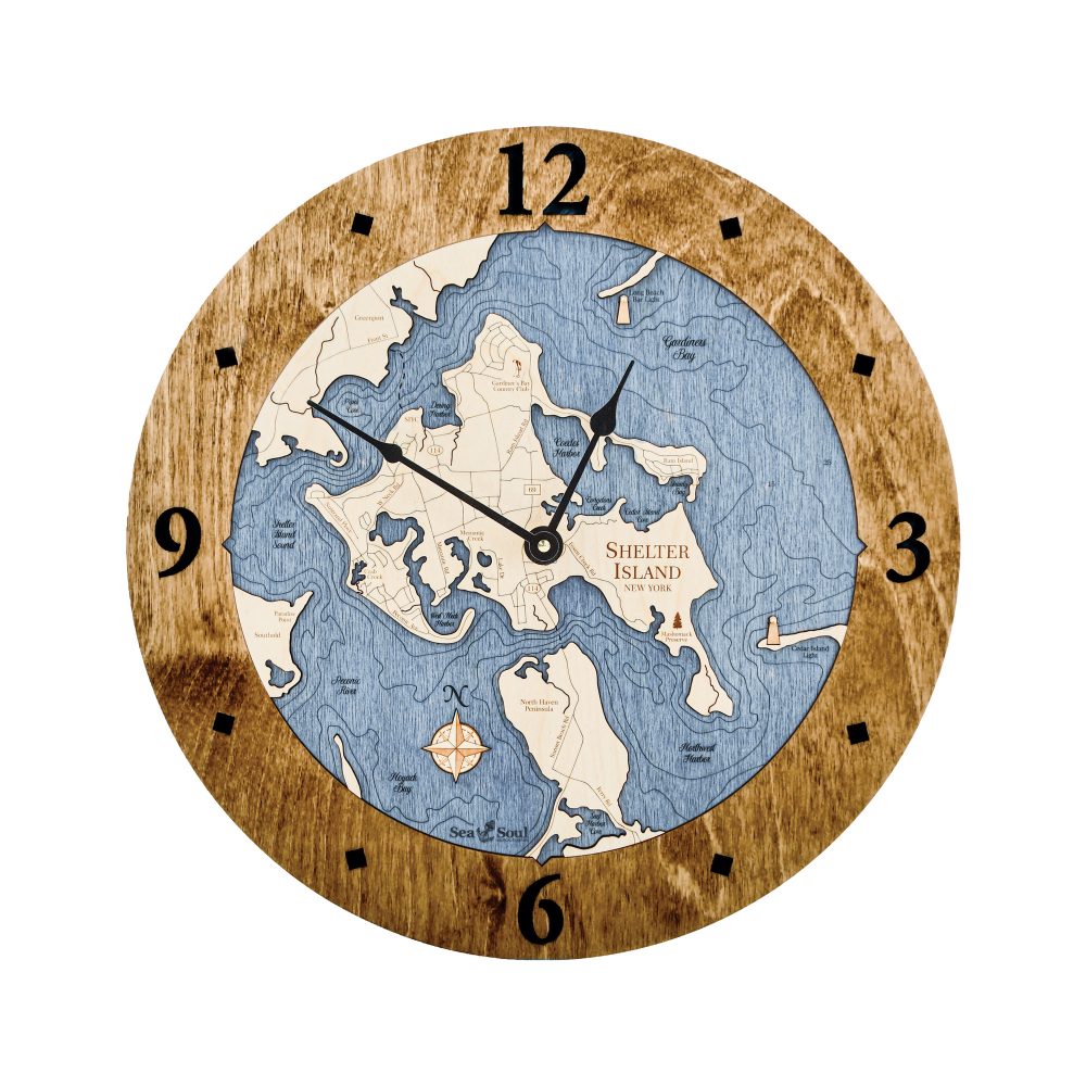 Shelter Island Nautical Clock Americana Accent with Deep Blue Water
