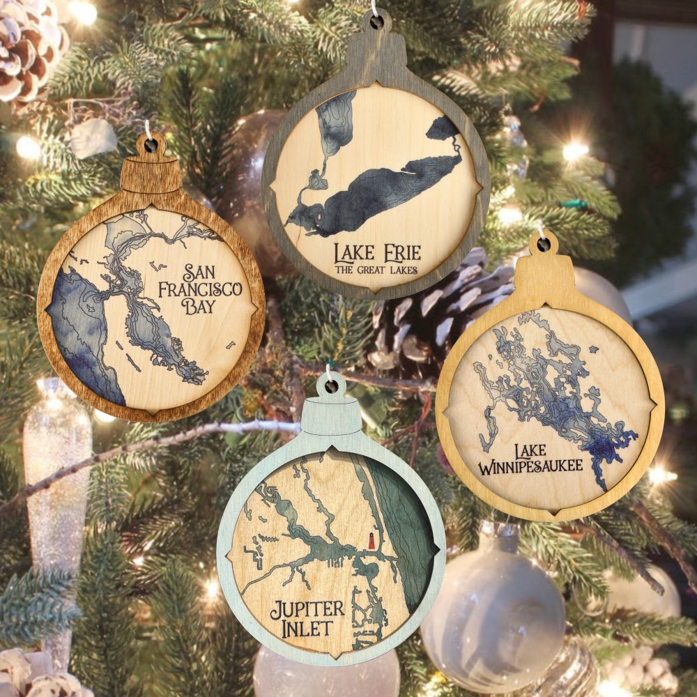 coastal christmas ornament grouping to show all 4 accent rings
