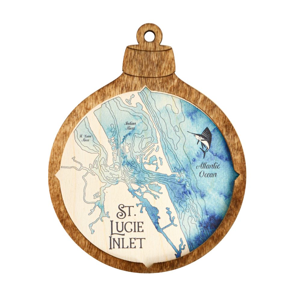 St Lucie Inlet Christmas Ornament Americana Accent with Deep Blue Water