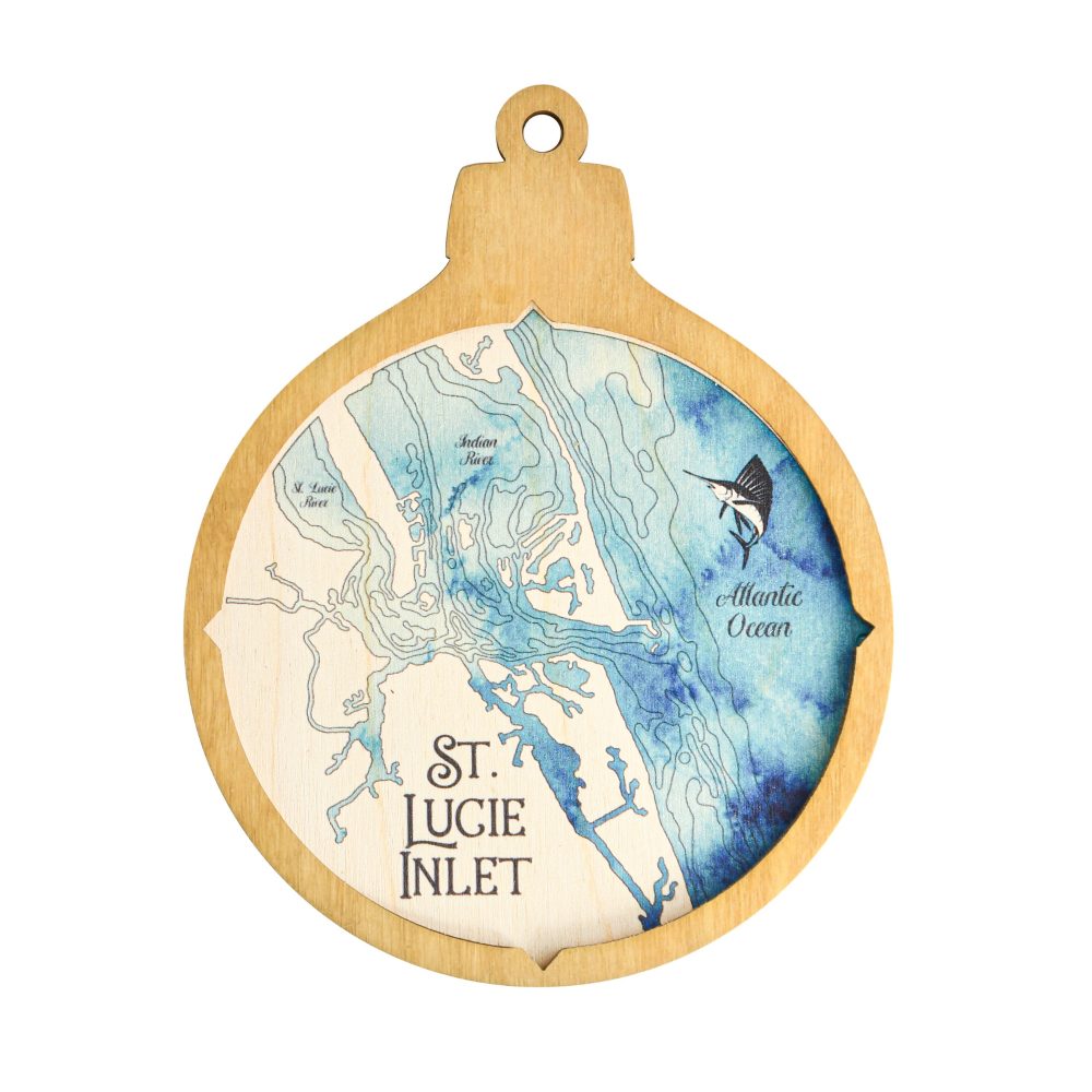 St Lucie Inlet Christmas Ornament Honey Accent with Deep Blue Water