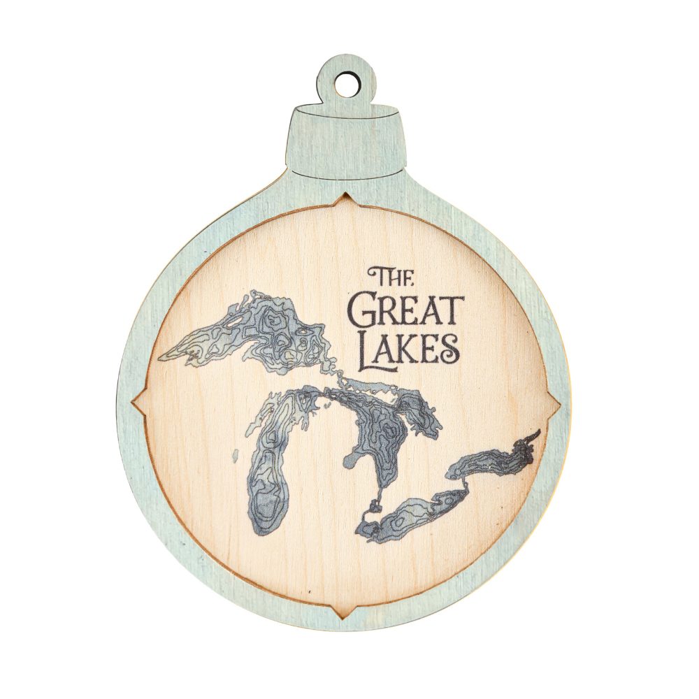 Great Lakes Christmas Ornament Bleach Blue Accent with Deep Blue Water