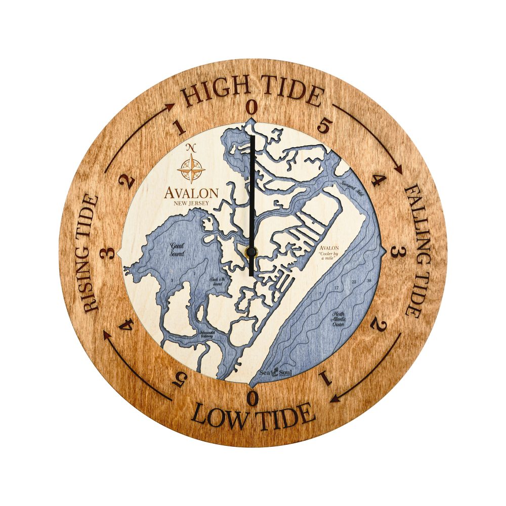 Avalon New Jersey Tide Clock Americana Accent with Deep Blue Water