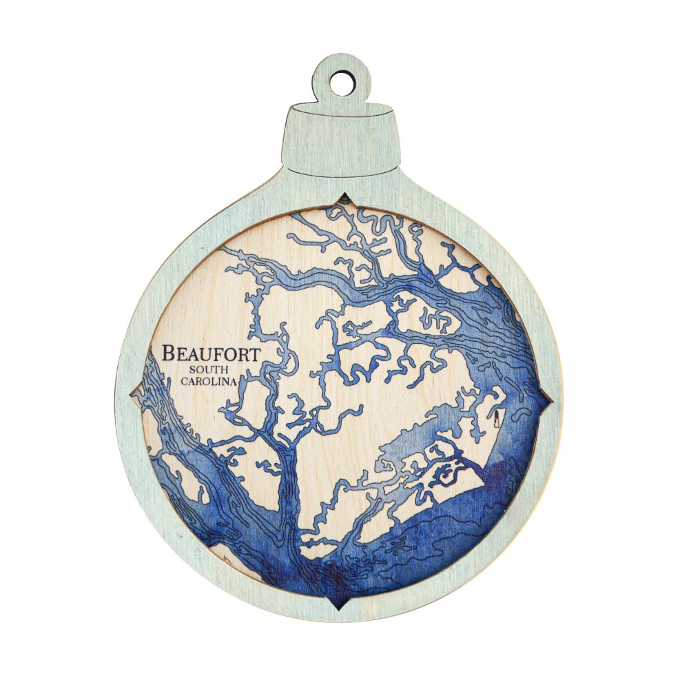 Beaufort Christmas Ornament Bleach Blue Accent with Deep Blue Water