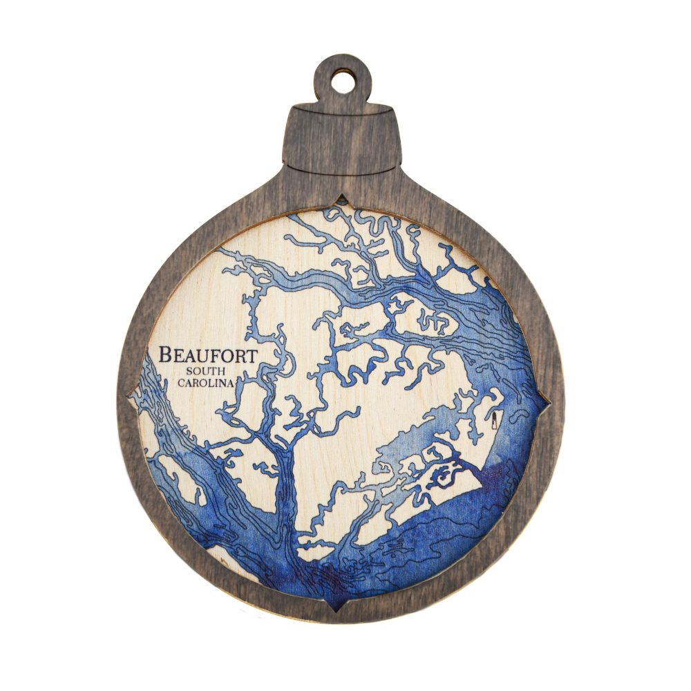 Beaufort Christmas Ornament Driftwood Accent with Deep Blue Water