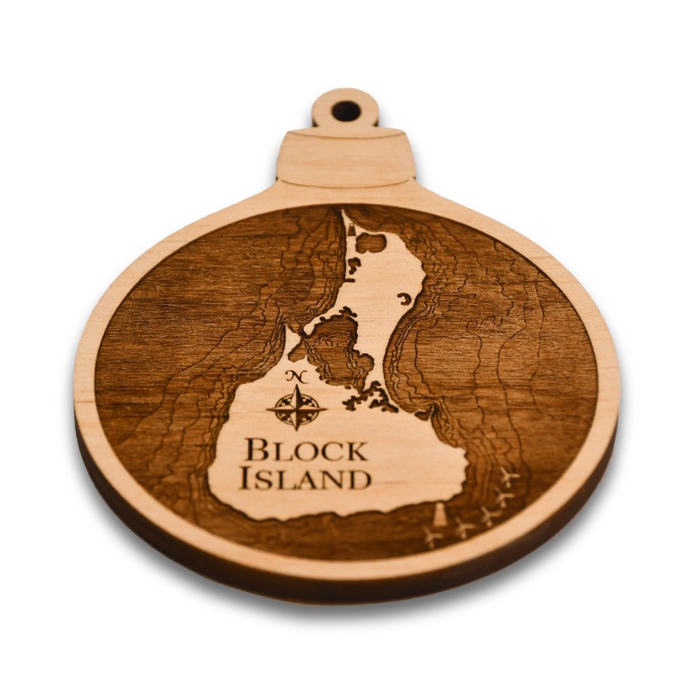 Block Island Engraved Ornament Angle