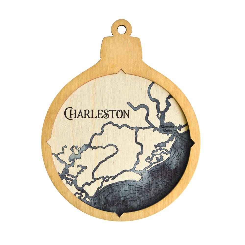 Charleston Christmas Ornament Honey Accent with Deep Blue Water