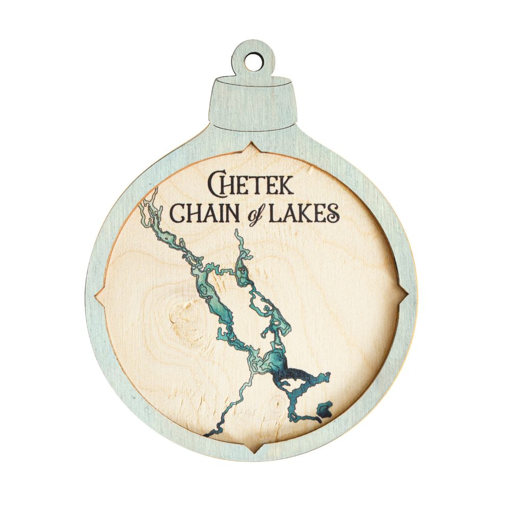 Chetek Chain Christmas Ornament Bleach Blue Accent with Blue Green Water