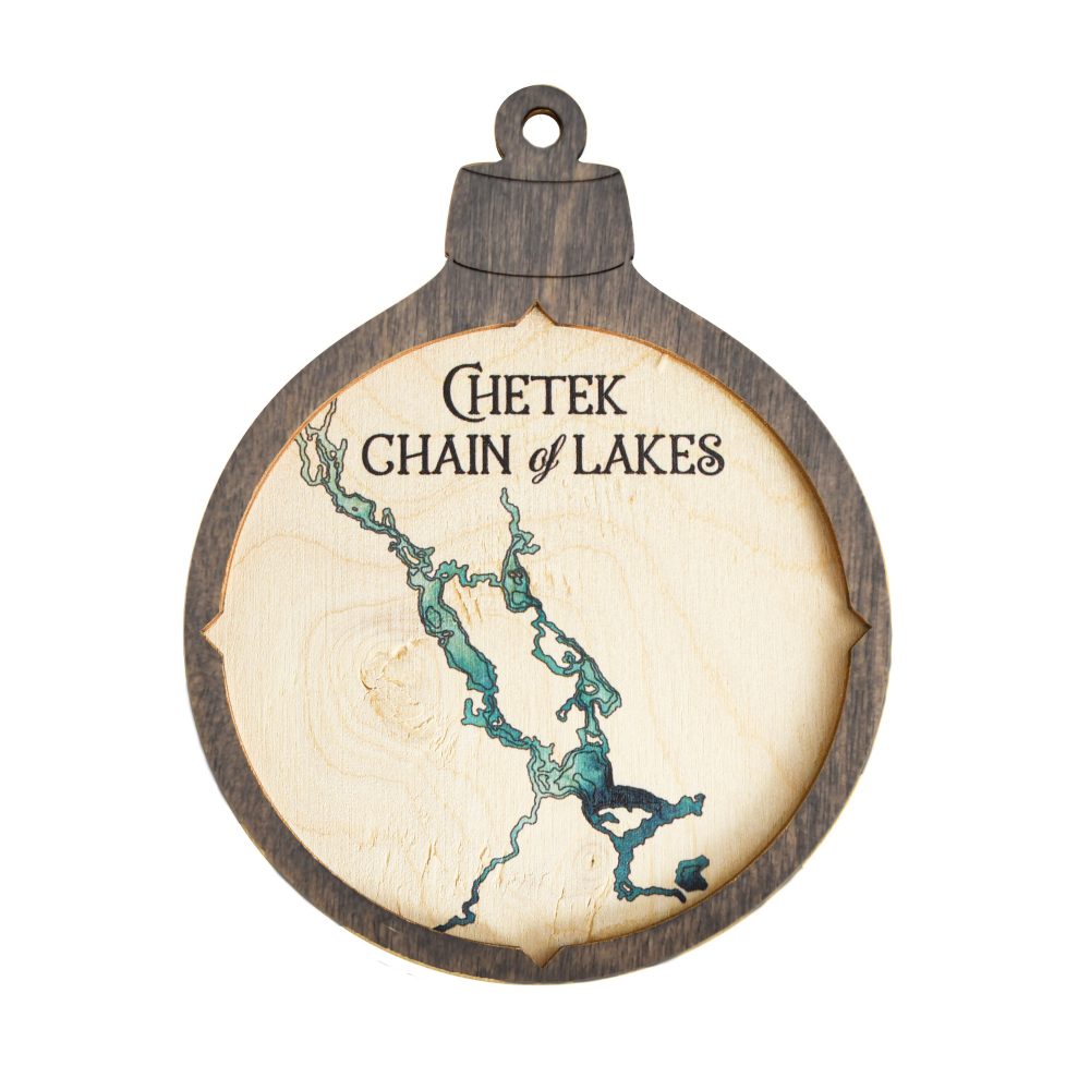 Chetek Chain Christmas Ornament Driftwood Accent with Blue Green Water