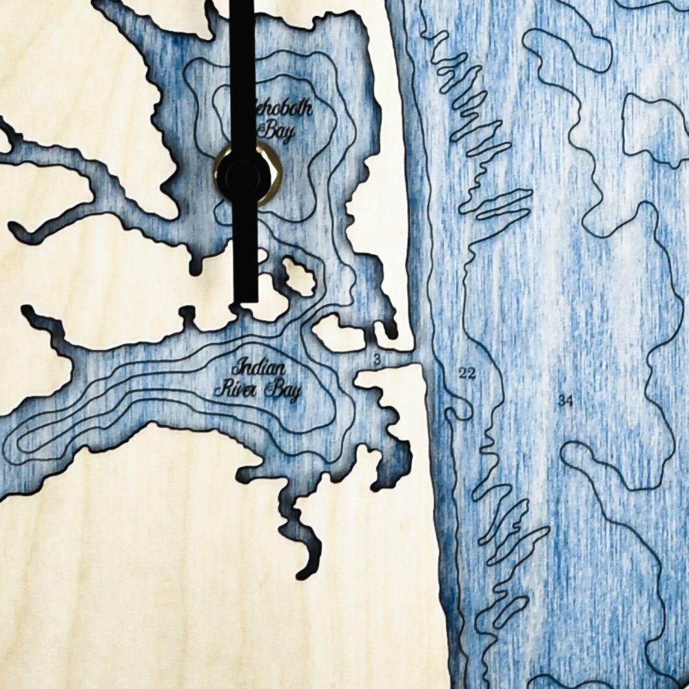 Coastal Delaware Tide Clock Birch Accent with Deep Blue Water Detail Shot 3