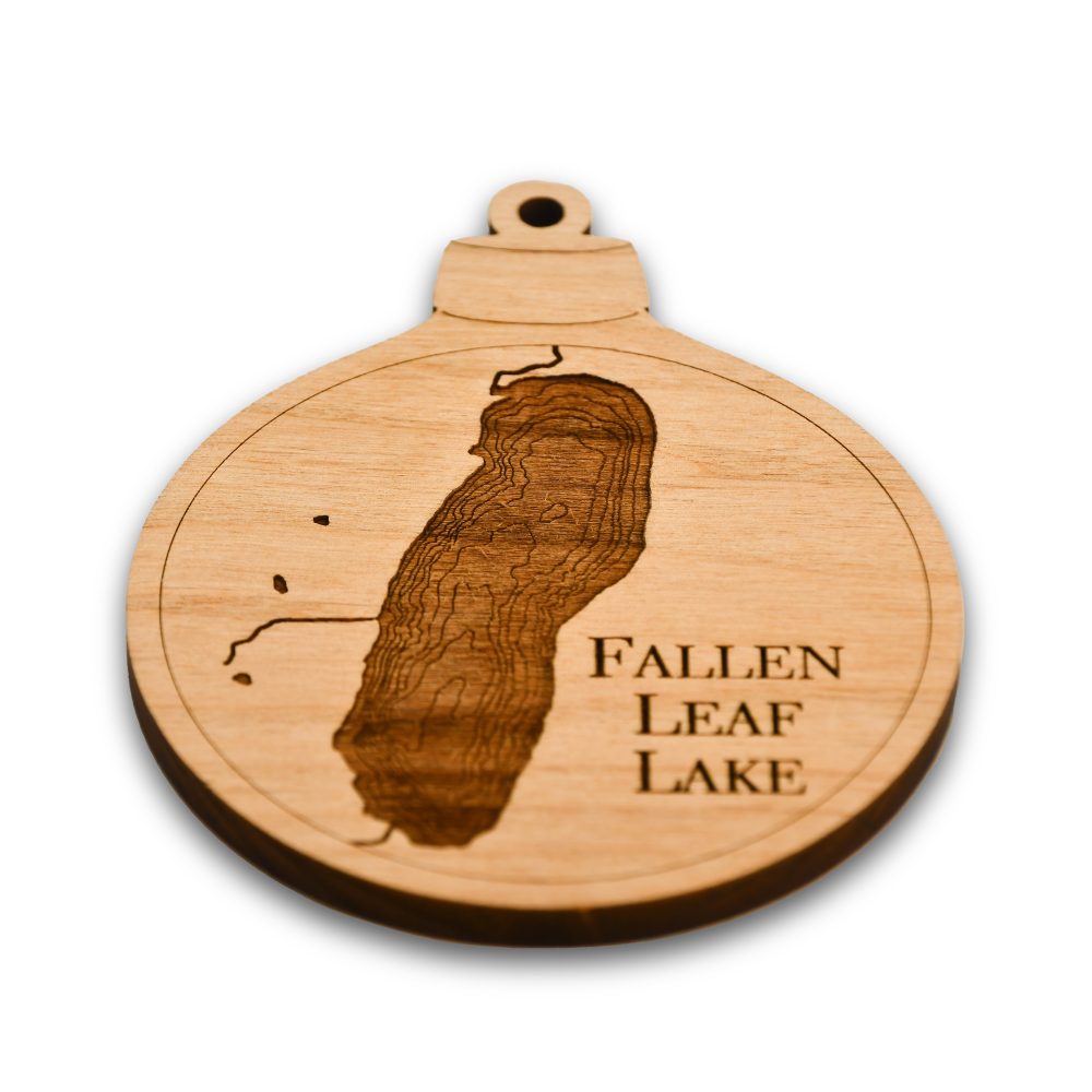 Fallen Leaf Lake Engraved Ornament Angle