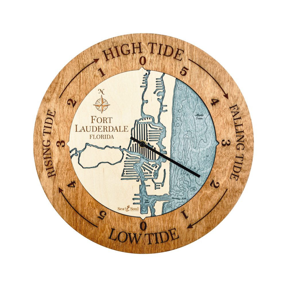Fort Lauderdale Tide Clock Americana Accent with Blue Green Water