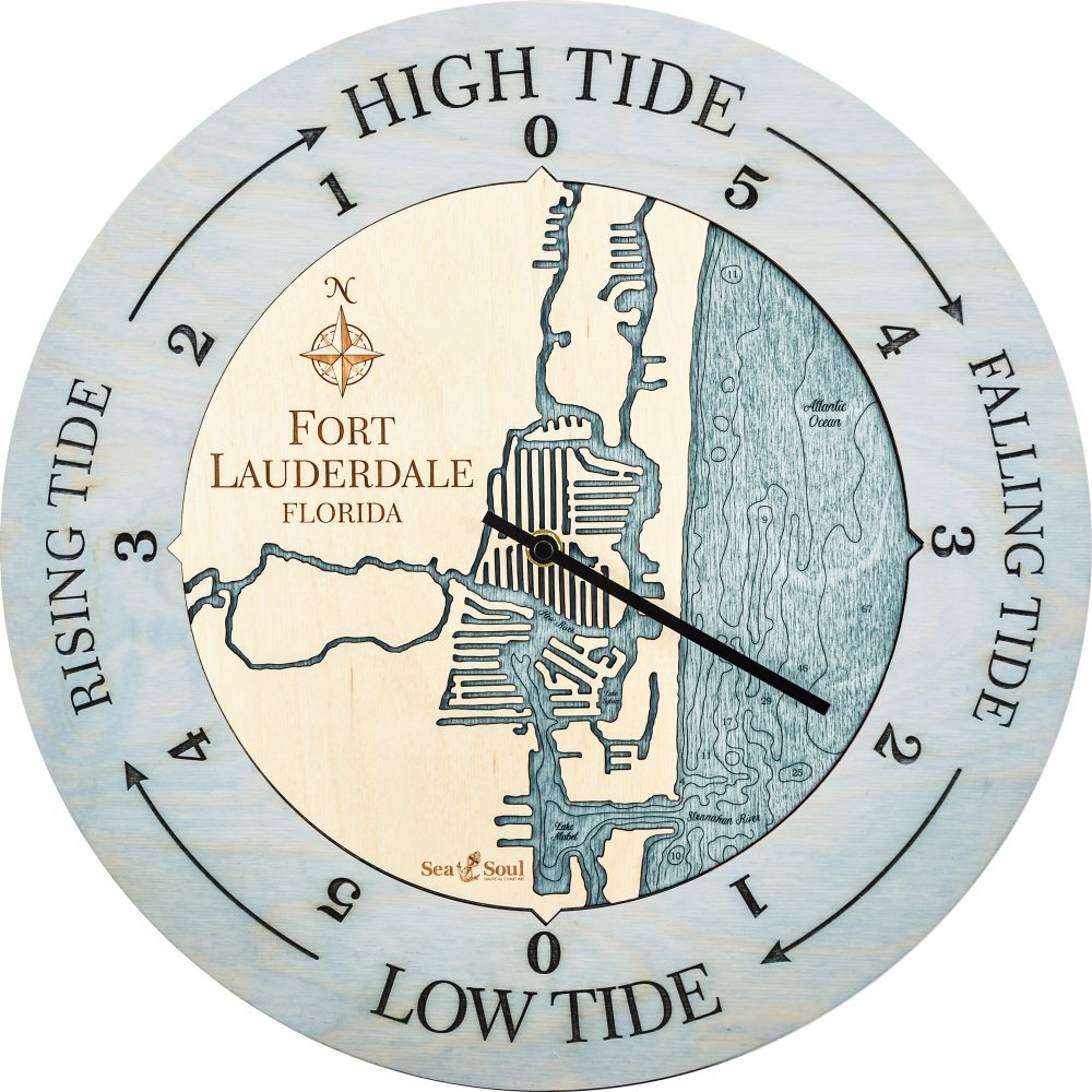 Fort Lauderdale Tide Clock Bleach Blue Accent with Blue Green Water Product Shot