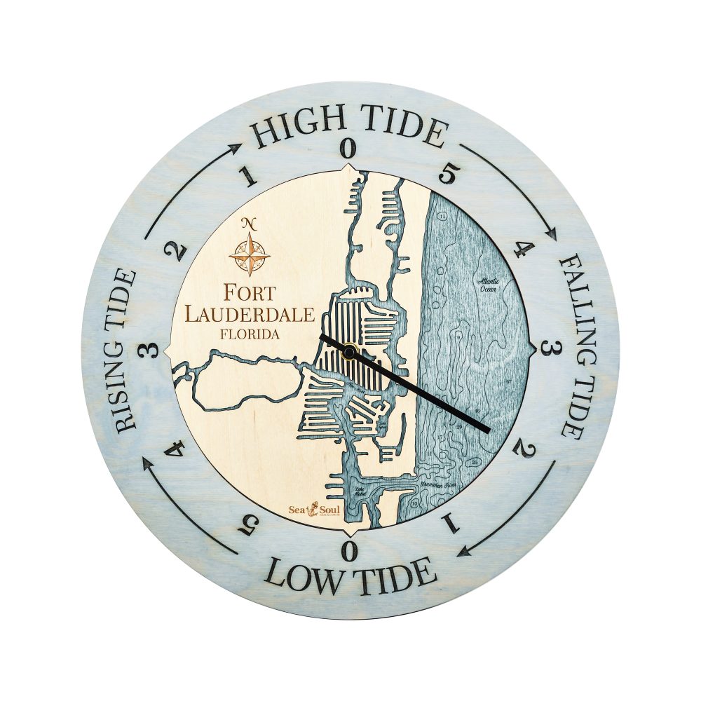Fort Lauderdale Tide Clock Bleach Blue Accent with Blue Green Water