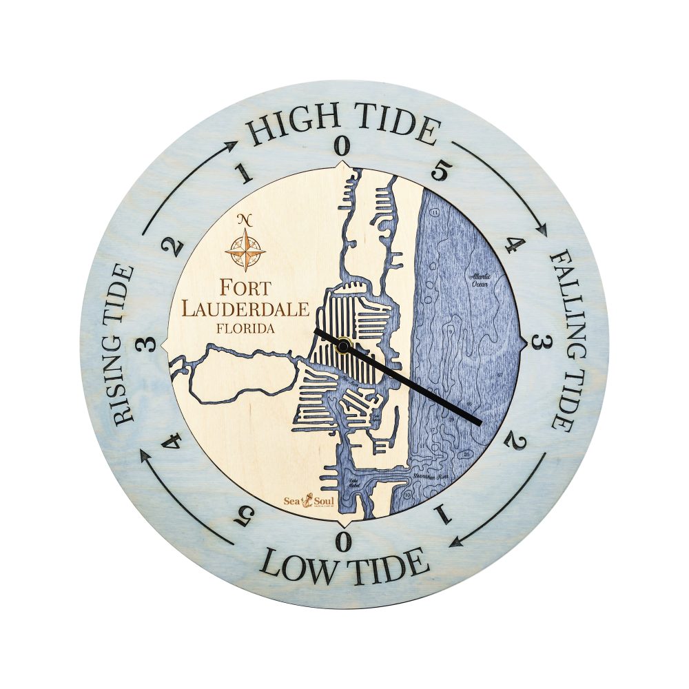 Fort Lauderdale Tide Clock Bleach Blue Accent with Deep Blue Water
