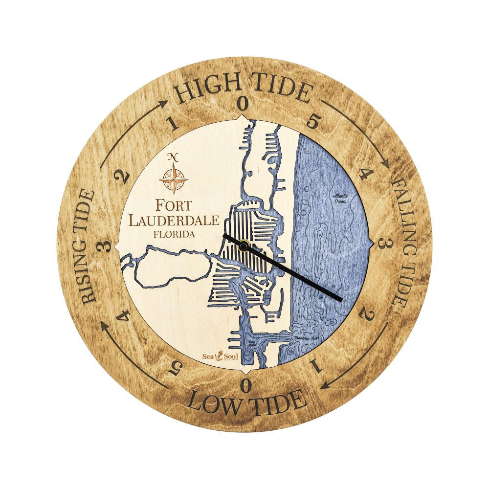 Fort Lauderdale Tide Clock Honey Accent with Deep Blue Water