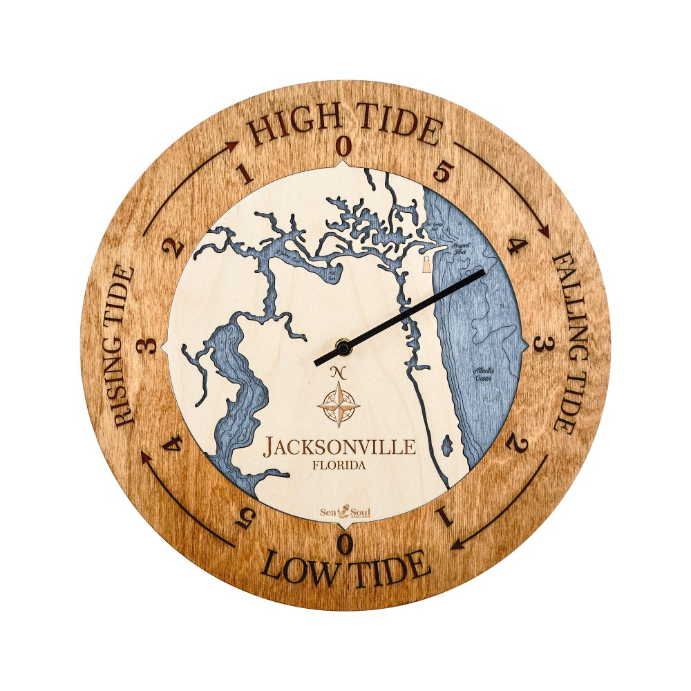 Jacksonville Florida Tide Clock Americana Accent with Deep Blue Water