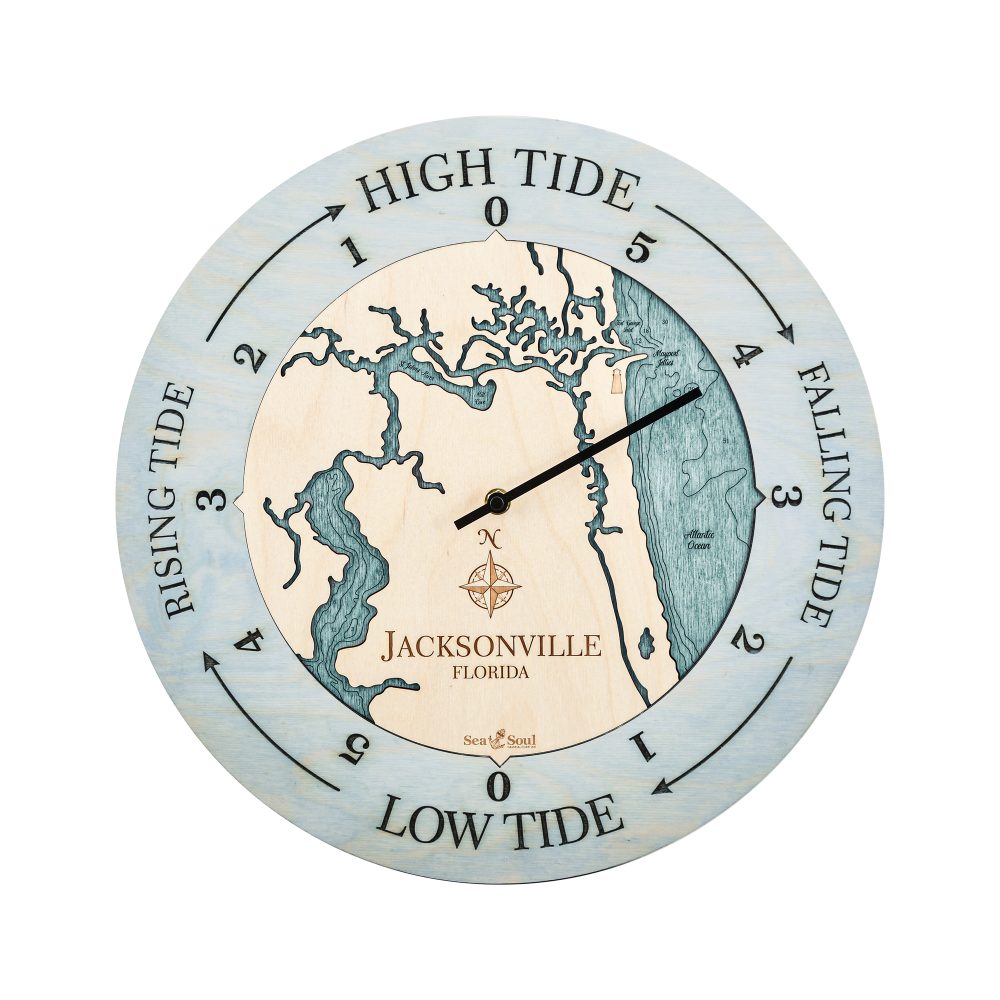 Jacksonville Florida Tide Clock Bleach Blue Accent with Blue Green Water
