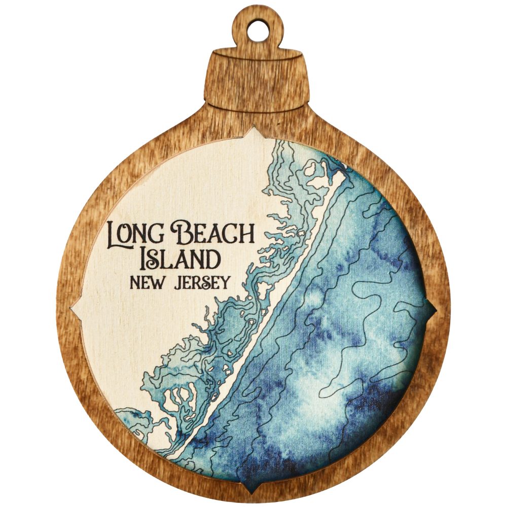 Long Beach Island Christmas Ornament Americana Accent with Deep Blue Water Product Shot