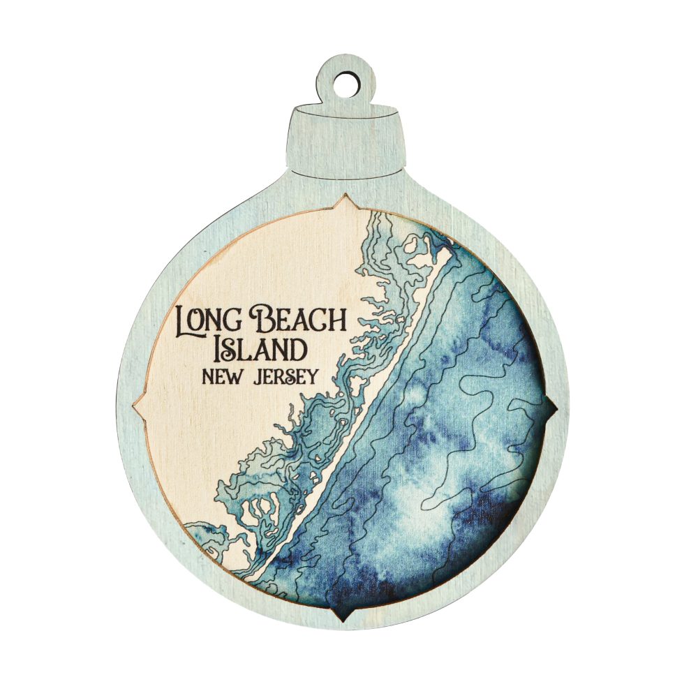 Long Beach Island Christmas Ornament Bleach Blue Accent with Deep Blue Water