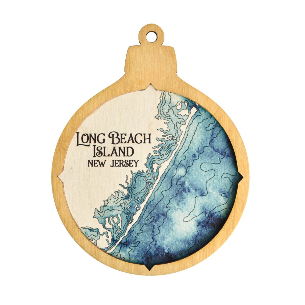 Long Beach Island Christmas Ornament Honey Accent with Deep Blue Water