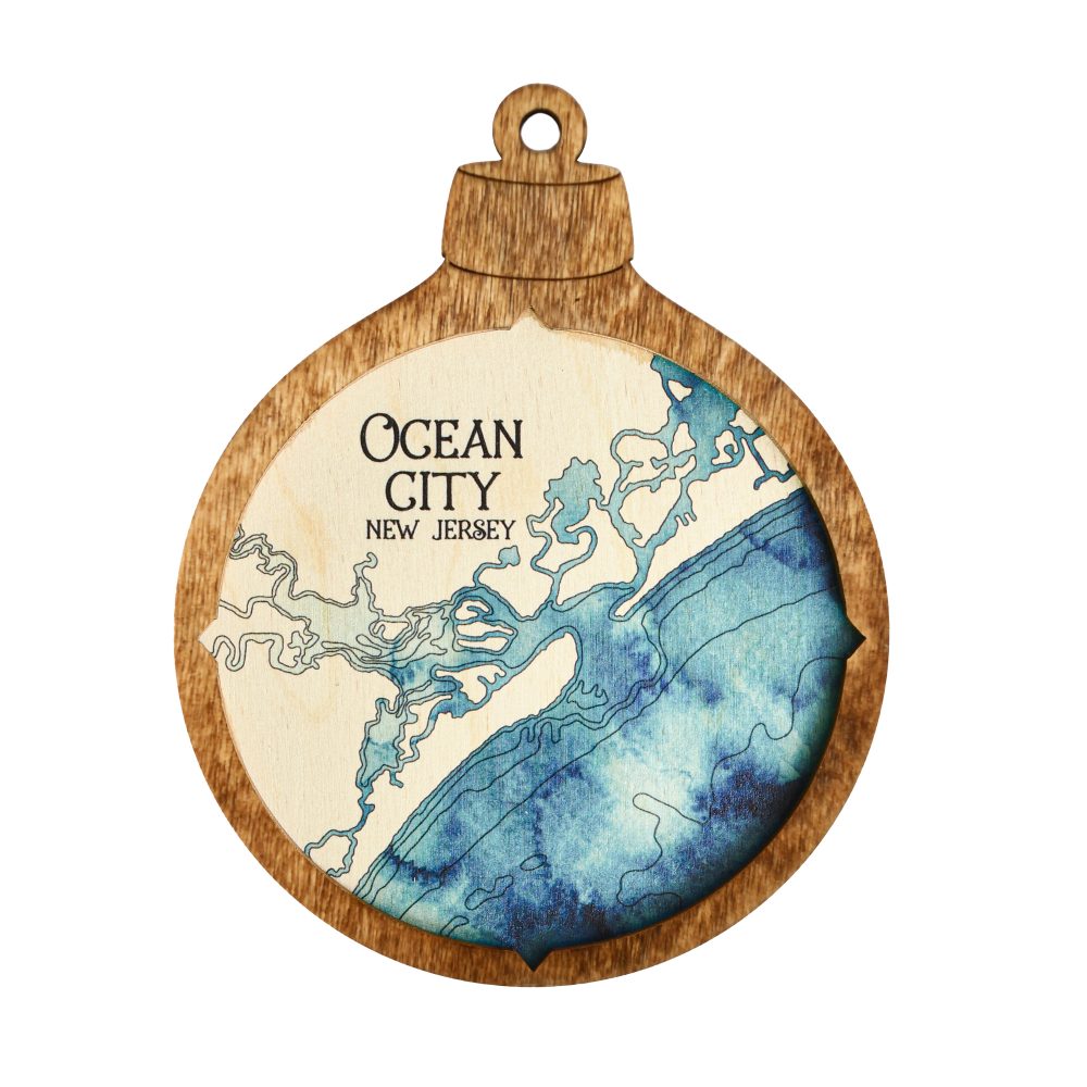Ocean City Christmas Ornament Americana Accent with Deep Blue Water