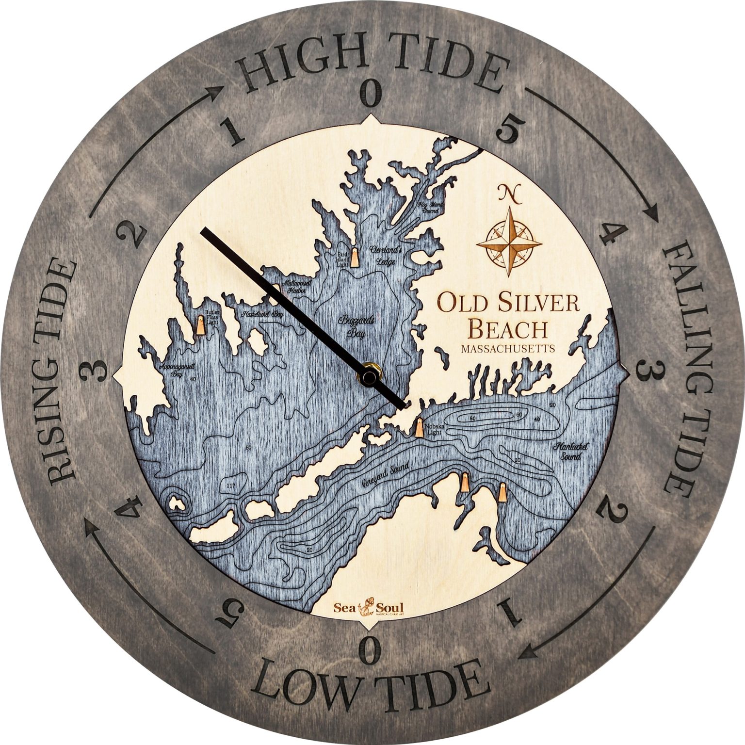 Old Silver Beach Tide Clock Sea and Soul Charts