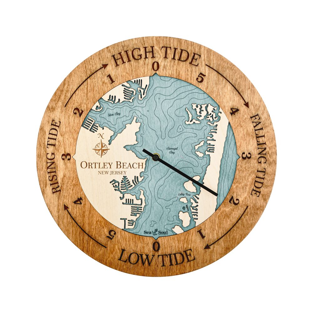 Ortley Beach Tide Clock Americana Accent with Blue Green Water
