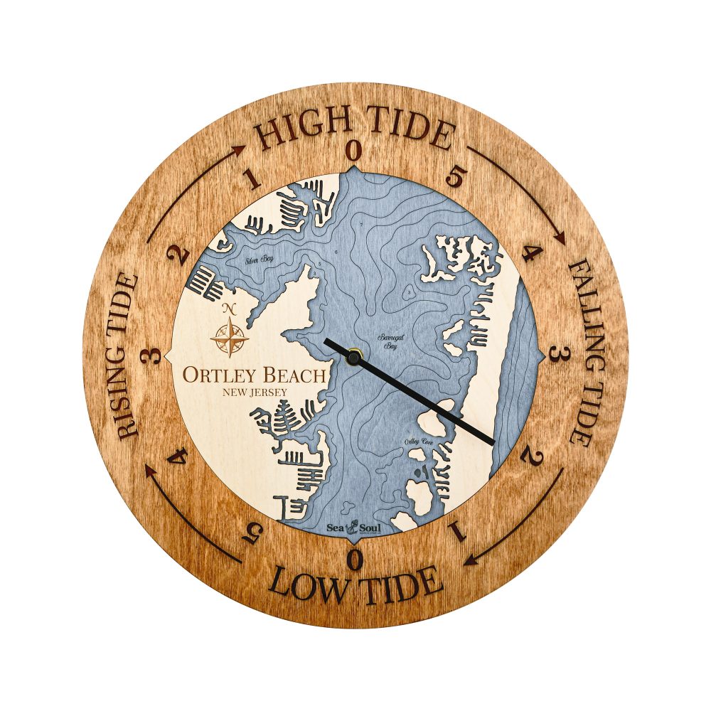Ortley Beach Tide Clock Americana Accent with Deep Blue Water