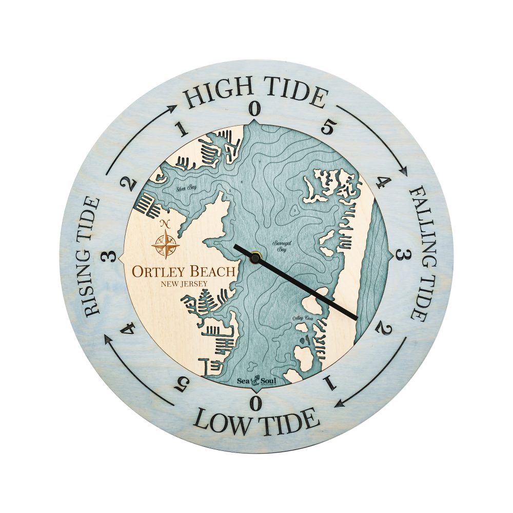 Ortley Beach Tide Clock Bleach Blue Accent with Blue Green Water
