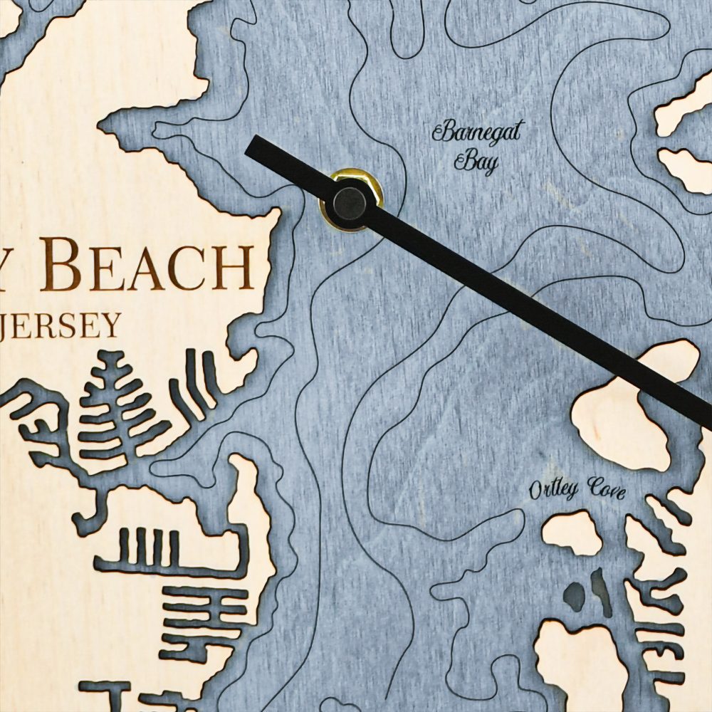 Ortley Beach Tide Clock Birch Accent with Deep Blue Water Detail Shot 2
