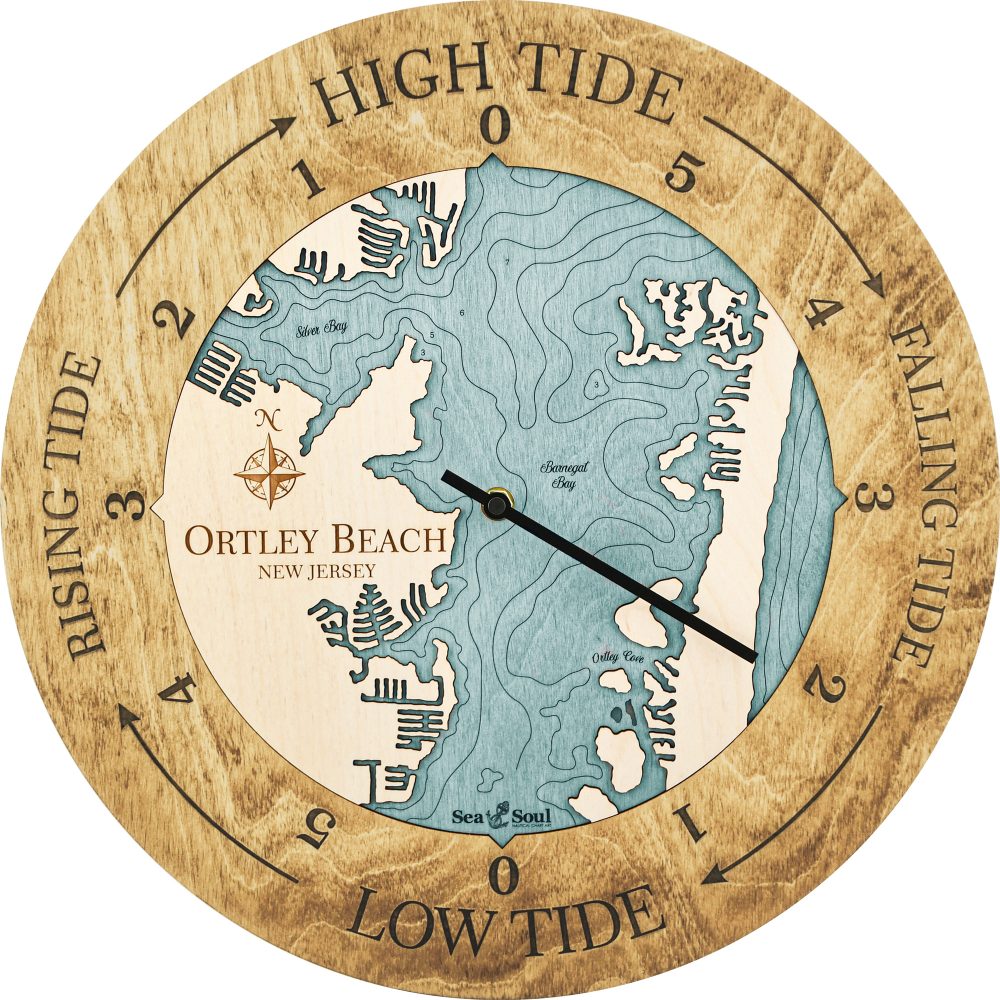 Ortley Beach Tide Clock Honey Accent with Blue Green Water Product Shot