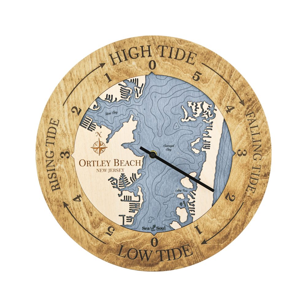 Ortley Beach Tide Clock Honey Accent with Deep Blue Water