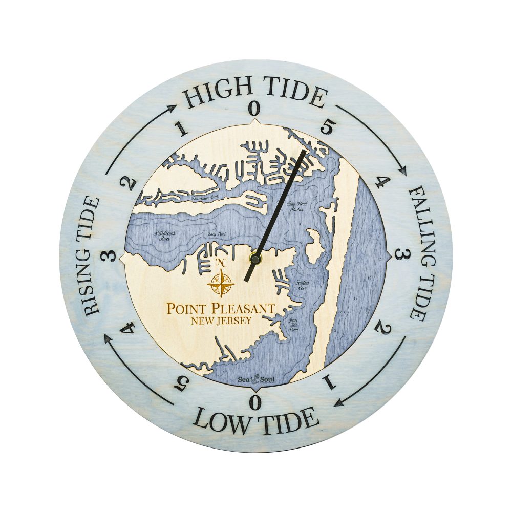 Point Pleasant Tide Clock Bleach Blue Accent with Deep Blue Water