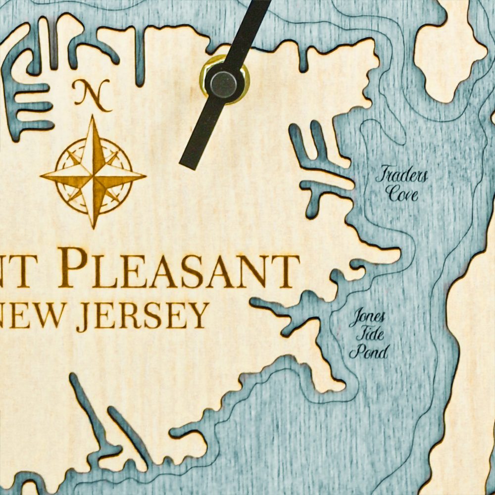 Point Pleasant Tide Clock Birch Accent with Blue Green Water Detail Shot 2