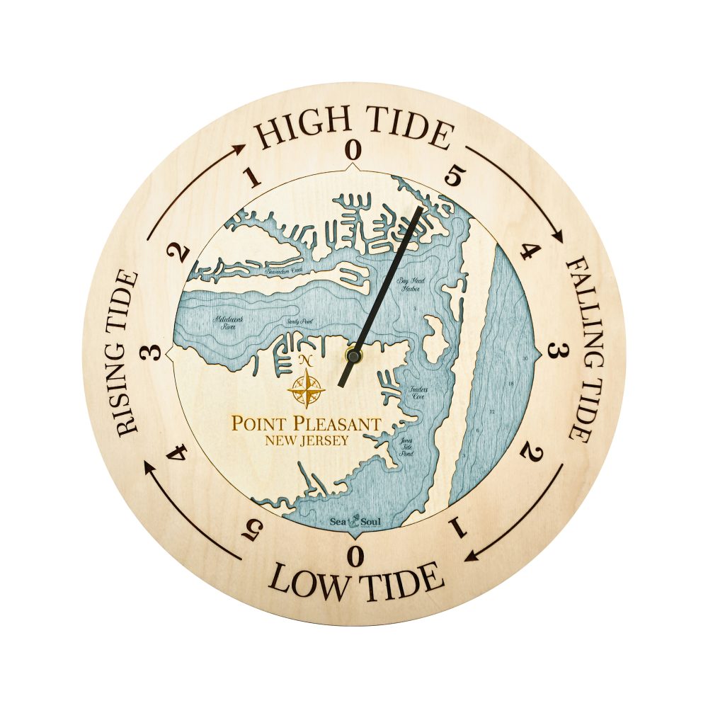 Point Pleasant Tide Clock Birch Accent with Blue Green Water