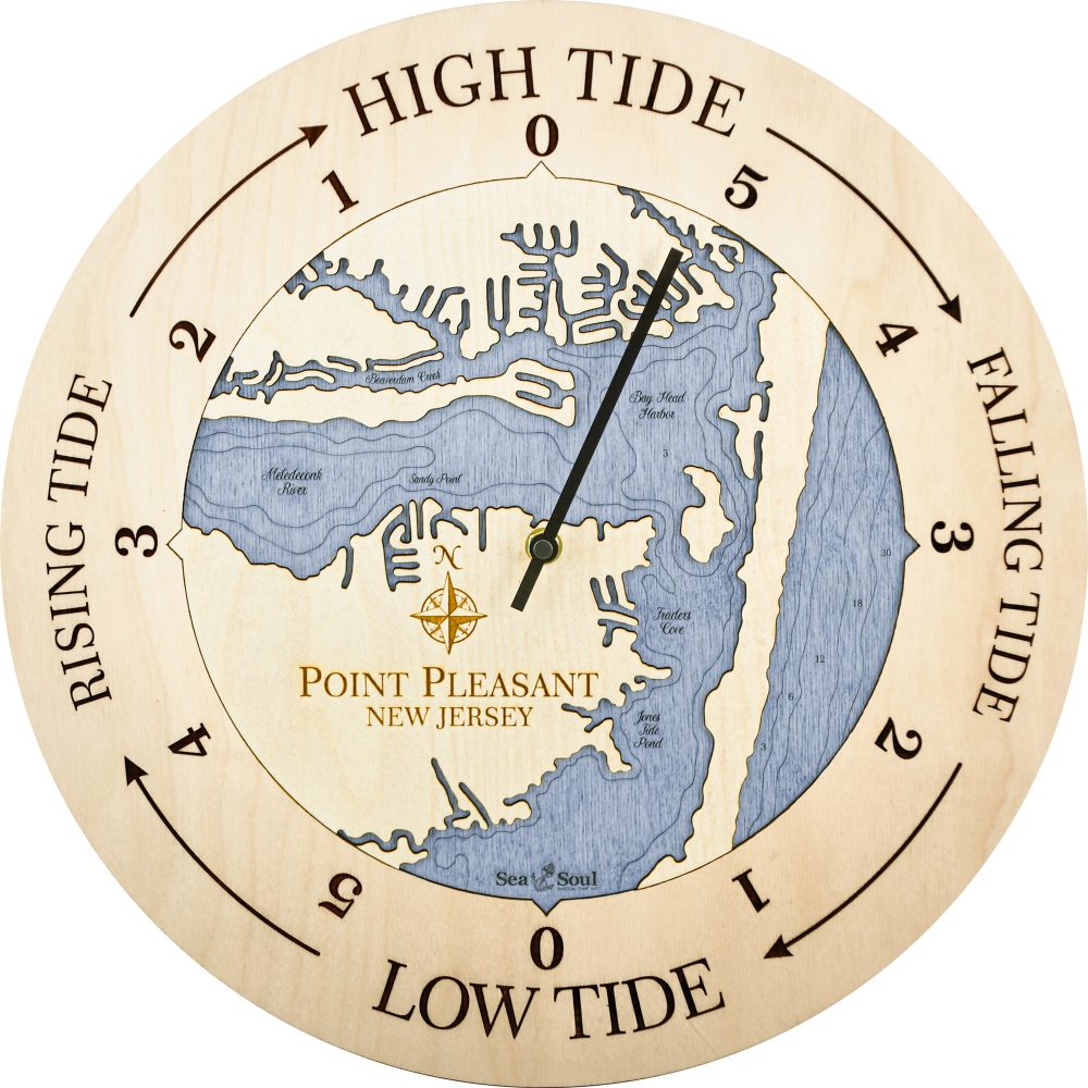 Point Pleasant Tide Clock Birch Accent with Deep Blue Water Product Shot