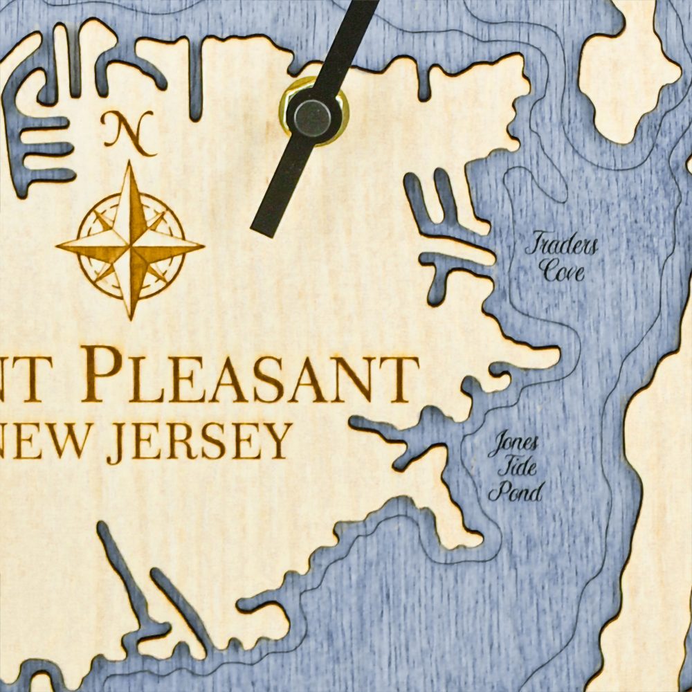 Point Pleasant Tide Clock Birch Accent with Deep Blue Water Detail Shot 2