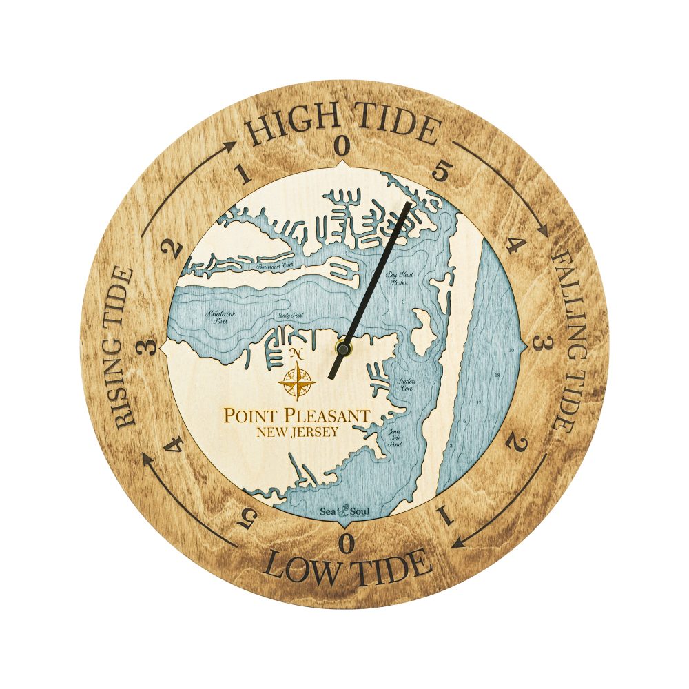 Point Pleasant Tide Clock Honey Accent with Blue Green Water