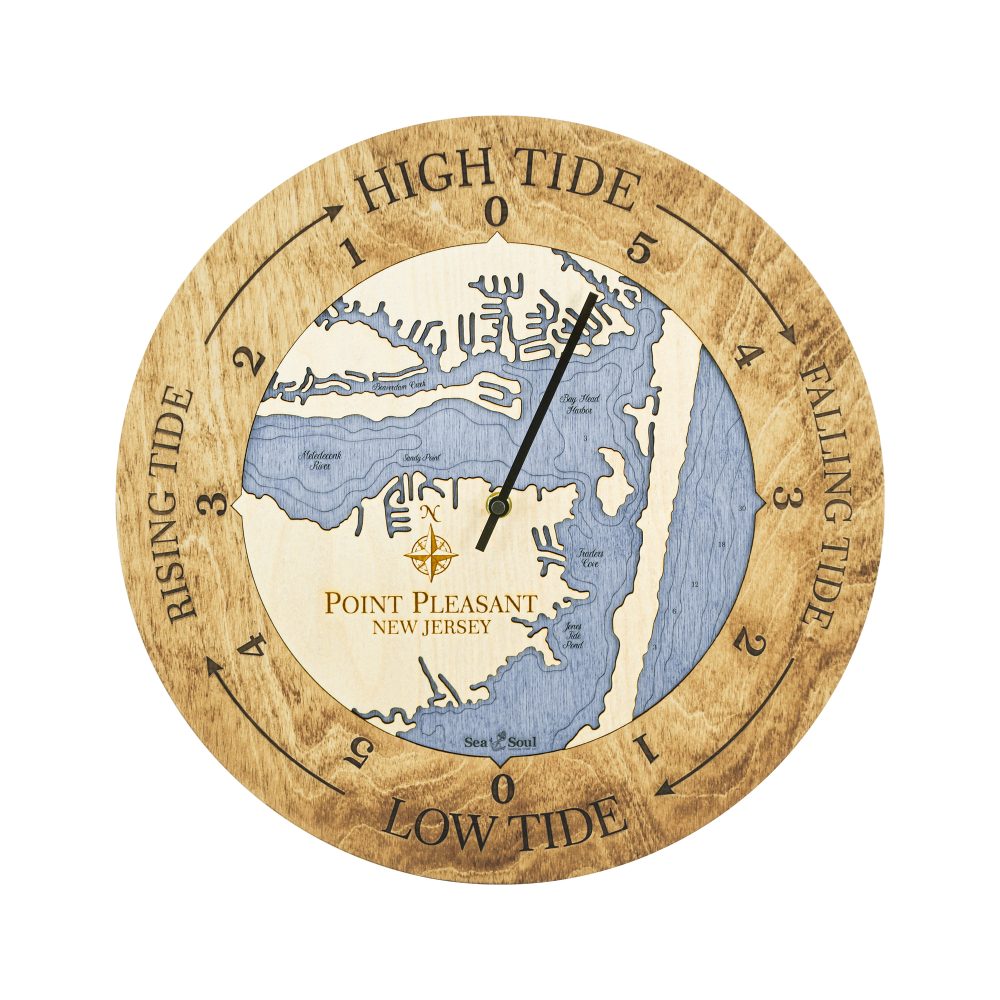 Point Pleasant Tide Clock Honey Accent with Deep Blue Water