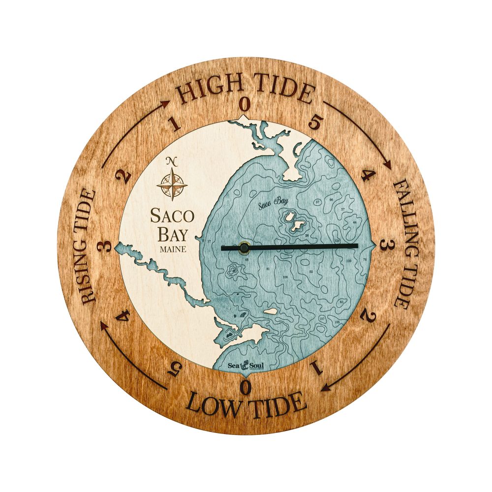Saco Bay Tide Clock Americana Accent with Blue Green Water