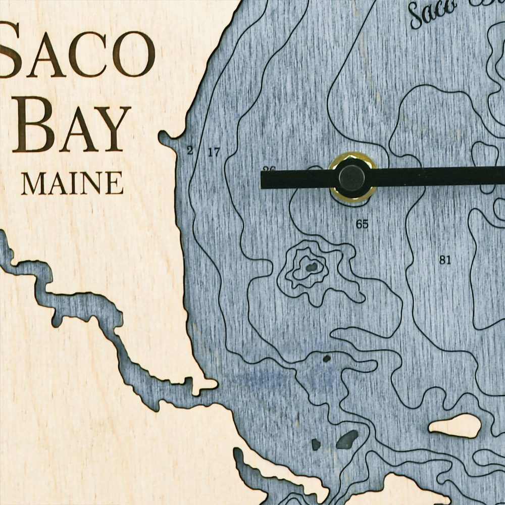Saco Bay Tide Clock Birch Accent with Deep Blue Water Detail Shot 1