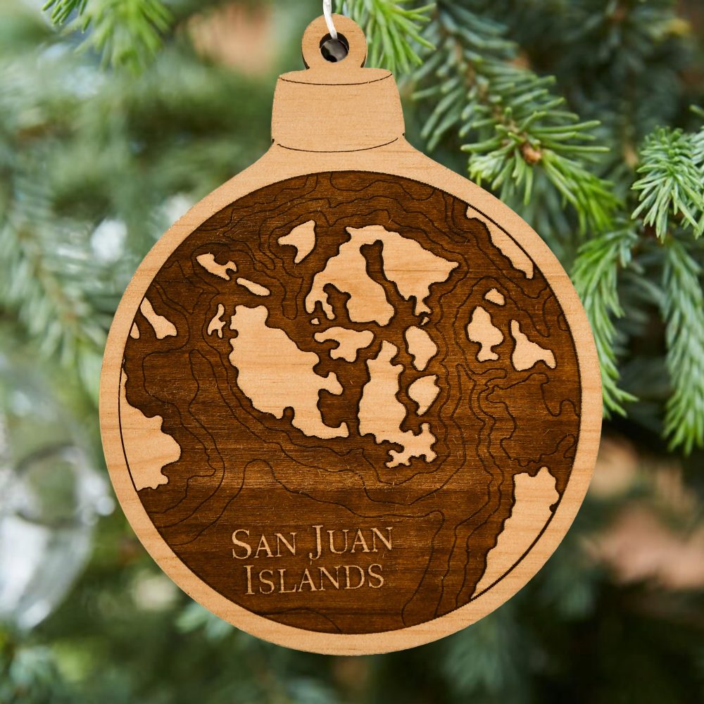 San Juan Engraved Nautical Ornament Hanging on Christmas Tree