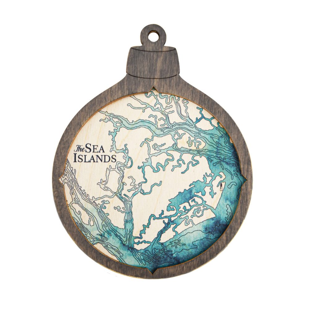 Sea Islands Christmas Ornament Driftwood Accent with Blue Green Water