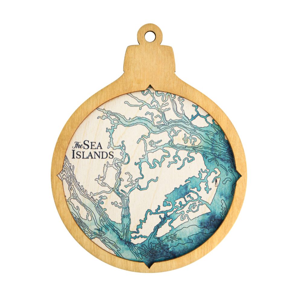 Sea Islands Christmas Ornament Honey Accent with Blue Green Water
