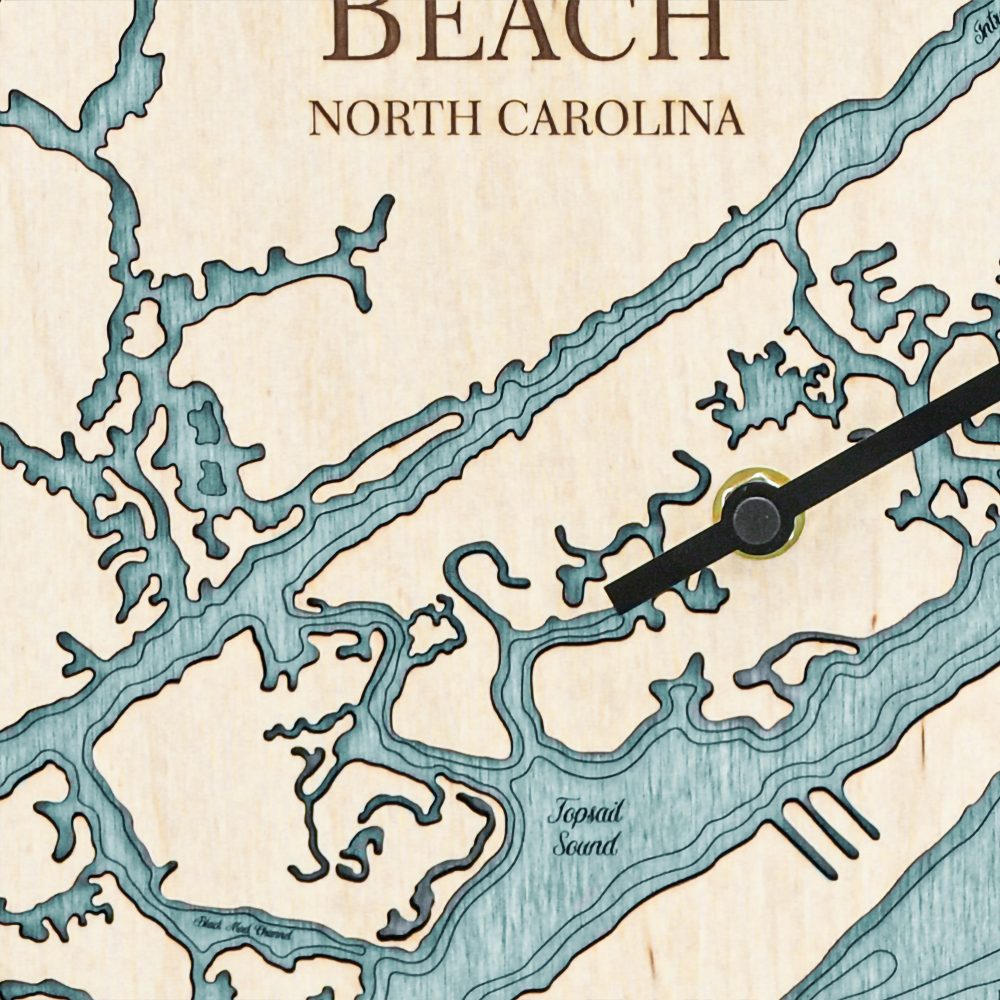 Topsail Beach Tide Clock Birch Accent with Blue Green Water Detail Shot 1