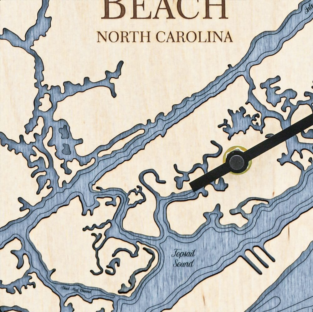 Topsail Beach Tide Clock Birch Accent with Deep Blue Water Detail Shot 1