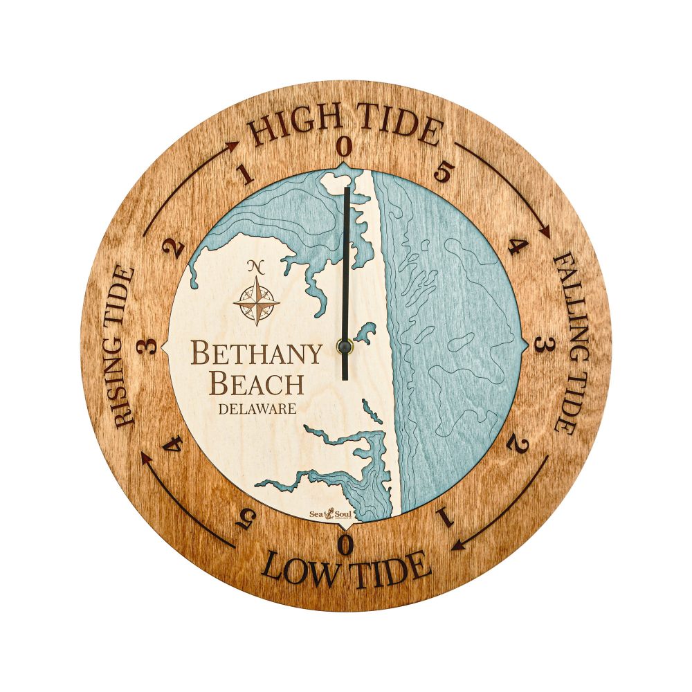 Bethany Beach Tide Clock Americana Accent with Blue Green Water