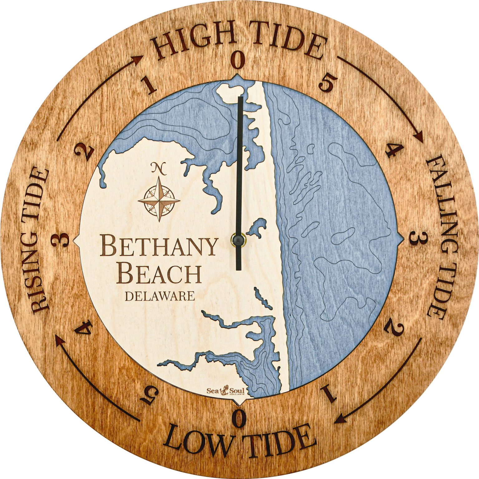 Bethany Beach 24" Tide Clock Sea and Soul Charts