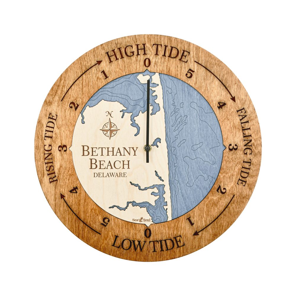 Bethany Beach Tide Clock Americana Accent with Deep Blue Water